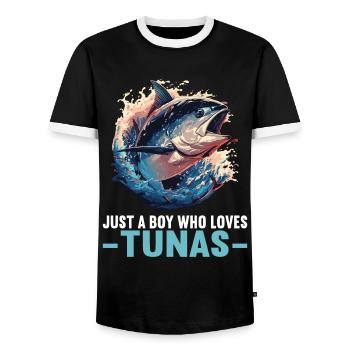 Thon Thunfische Thunfisch - T-shirt contrasté Homme - noir/blanc - Devant - AI Model Female 172 light (172cm) & AI Model Male 178 light (178cm)