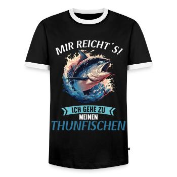 Thon Thunfische Thunfisch - T-shirt contrasté Homme - noir/blanc - Devant - AI Model Female 172 light (172cm) & AI Model Male 178 light (178cm)
