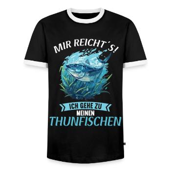 Thon Thunfische Thunfisch - T-shirt contrasté Homme - noir/blanc - Devant - AI Model Female 172 light (172cm) & AI Model Male 178 light (178cm)