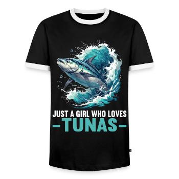 Thon Thunfische Thunfisch - T-shirt contrasté Homme - noir/blanc - Devant - AI Model Female 172 light (172cm) & AI Model Male 178 light (178cm)