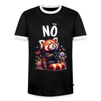 Panda roux Drôle de dicton Nope Renard de Feu - T-shirt contrasté Homme - noir/blanc - Devant - AI Model Female 172 light (172cm) & AI Model Male 178 light (178cm)