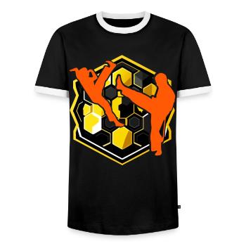 Capoeira - Men's Ringer Shirt - black/white - Front - AI Model Female 172 light (172cm) & AI Model Male 178 light (178cm)