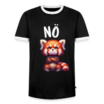 Panda roux Drôle Dicton Non, Renard de Feu - T-shirt contrasté Homme - noir/blanc - Devant - AI Model Female 172 light (172cm) & AI Model Male 178 light (178cm)