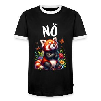 Red Panda Funny Saying Nope Fire Fox - Men's Ringer Shirt - black/white - Front - AI Model Female 172 light (172cm) & AI Model Male 178 light (178cm)