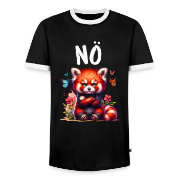 Red Panda Funny Saying Nope Fire Fox - Men's Ringer Shirt - black/white - Front - AI Model Female 172 light (172cm) & AI Model Male 178 light (178cm)