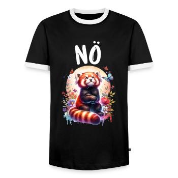 Roter Panda Lustiger Spruch Nö Feuerfuchs - Männer Kontrast-T-Shirt - Schwarz/Weiß - Vorne - AI Model Female 172 light (172cm) & AI Model Male 178 light (178cm)