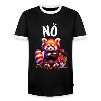Red Panda Funny Saying Nope Fire Fox - Men's Ringer Shirt - black/white - Front - AI Model Female 172 light (172cm) & AI Model Male 178 light (178cm)