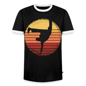 Capoeira - Men's Ringer Shirt - black/white - Front - AI Model Female 172 light (172cm) & AI Model Male 178 light (178cm)