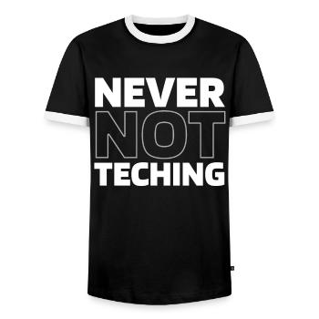 Enseignant Pédagogue - T-shirt contrasté Homme - noir/blanc - Devant - AI Model Female 172 light (172cm) & AI Model Male 178 light (178cm)