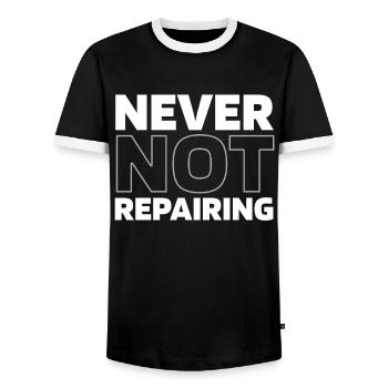 Car mechanic - Men's Ringer Shirt - black/white - Front - AI Model Female 172 light (172cm) & AI Model Male 178 light (178cm)
