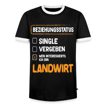 Statut de la relation avec l’agriculteur - T-shirt contrasté Homme - noir/blanc - Devant - AI Model Female 172 light (172cm) & AI Model Male 178 light (178cm)