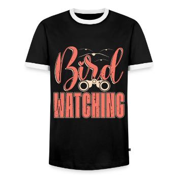 Bird Watching Ornithologist Birding Birdwatcher - Men's Ringer Shirt - black/white - Front - AI Model Female 172 light (172cm) & AI Model Male 178 light (178cm)