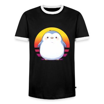 Penguin Kawaii Penguin Cute - Men's Ringer Shirt - black/white - Front - AI Model Female 172 light (172cm) & AI Model Male 178 light (178cm)