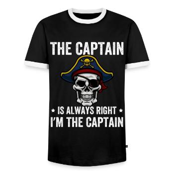 The Captain Is Always Right I'm The Captain - Men's Ringer Shirt - black/white - Front - AI Model Female 172 light (172cm) & AI Model Male 178 light (178cm)