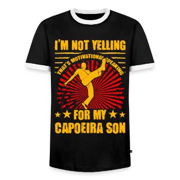 I'm not yelling that's motivational speaking - Men's Ringer Shirt - black/white - Front - AI Model Female 172 light (172cm) & AI Model Male 178 light (178cm)