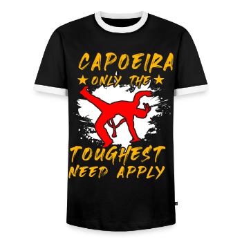 Capoeira : seuls les plus difficiles doivent s’appliquer - T-shirt contrasté Homme - noir/blanc - Devant - AI Model Female 172 light (172cm) & AI Model Male 178 light (178cm)