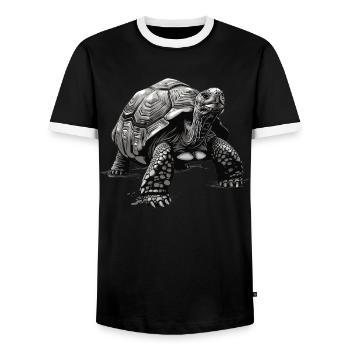 Giant tortoises Giant tortoise - Men's Ringer Shirt - black/white - Front - AI Model Female 172 light (172cm) & AI Model Male 178 light (178cm)