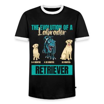 EVOLUTION D’UN PROPRIÉTAIRE DE LABRADOR RETRIEVER - T-shirt contrasté Homme - noir/blanc - Devant - AI Model Female 172 light (172cm) & AI Model Male 178 light (178cm)