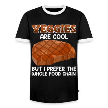 LES LÉGUMES SONT COOL MAIS JE PRÉFÈRE TOUTE LA CHAÎNE ALIMENTAIRE - T-shirt contrasté Homme - noir/blanc - Devant - AI Model Female 172 light (172cm) & AI Model Male 178 light (178cm)