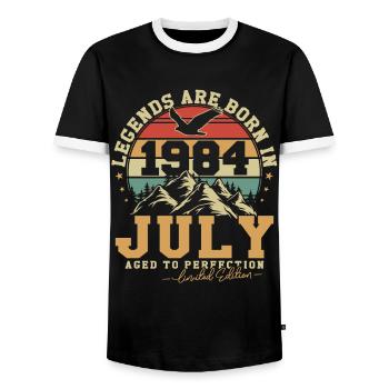 Juillet 1984 Vintage Rétro Anniversaire 1984 Cadeau - T-shirt contrasté Homme - noir/blanc - Devant - AI Model Female 172 light (172cm) & AI Model Male 178 light (178cm)