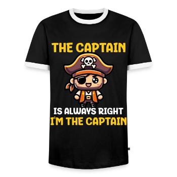 The Captain Is Always Right I'm The Captain - Men's Ringer Shirt - black/white - Front - AI Model Female 172 light (172cm) & AI Model Male 178 light (178cm)