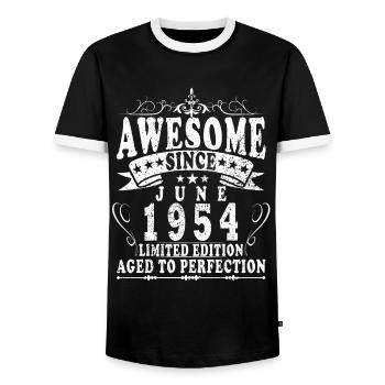 Juni 1954 Geburtstag 1954 Retro 1954 Juni 1954 - Männer Kontrast-T-Shirt - Schwarz/Weiß - Vorne - AI Model Female 172 light (172cm) & AI Model Male 178 light (178cm)