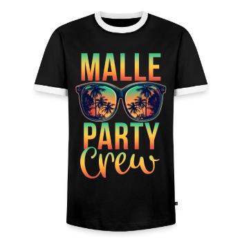 Malle Party Crew - Men's Ringer Shirt - black/white - Front - AI Model Female 172 light (172cm) & AI Model Male 178 light (178cm)