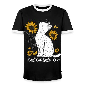 Meilleure sœur de chat de tous les temps - T-shirt contrasté Homme - noir/blanc - Devant - AI Model Female 172 light (172cm) & AI Model Male 178 light (178cm)