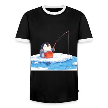Penguin Kawaii Penguin Cute - Men's Ringer Shirt - black/white - Front - AI Model Female 172 light (172cm) & AI Model Male 178 light (178cm)