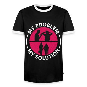 Geriatric Nurse My Problem My Pictogram Mom Dad - Men's Ringer Shirt - black/white - Front - AI Model Female 172 light (172cm) & AI Model Male 178 light (178cm)