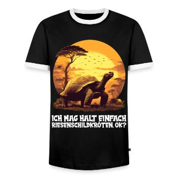 Giant tortoises Giant tortoise - Men's Ringer Shirt - black/white - Front - AI Model Female 172 light (172cm) & AI Model Male 178 light (178cm)
