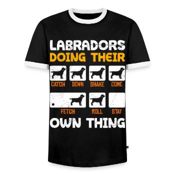 Labradors Doing Their Own Thing Lustiges - Männer Kontrast-T-Shirt - Schwarz/Weiß - Vorne - AI Model Female 172 light (172cm) & AI Model Male 178 light (178cm)