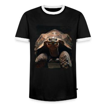 Giant tortoises Giant tortoise - Men's Ringer Shirt - black/white - Front - AI Model Female 172 light (172cm) & AI Model Male 178 light (178cm)