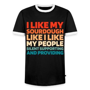 Sauerteig Brot - Männer Kontrast-T-Shirt - Schwarz/Weiß - Vorne - AI Model Female 172 light (172cm) & AI Model Male 178 light (178cm)