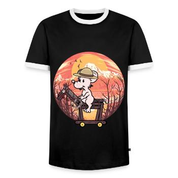 Wilder Westen Maus Reiter Pferd Pferde - Männer Kontrast-T-Shirt - Schwarz/Weiß - Vorne - AI Model Female 172 light (172cm) & AI Model Male 178 light (178cm)