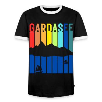 Gardasee Vintage Lago Di Garda Italien Urlaub - Männer Kontrast-T-Shirt - Schwarz/Weiß - Vorne - AI Model Female 172 light (172cm) & AI Model Male 178 light (178cm)