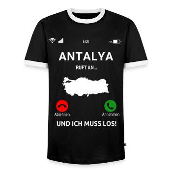 Antalya Urlaub Türkei Idee - Männer Kontrast-T-Shirt - Schwarz/Weiß - Vorne - AI Model Female 172 light (172cm) & AI Model Male 178 light (178cm)