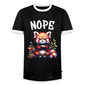 Panda roux Drôle de dicton Nope Renard de Feu - T-shirt contrasté Homme - noir/blanc - Devant - AI Model Female 172 light (172cm) & AI Model Male 178 light (178cm)