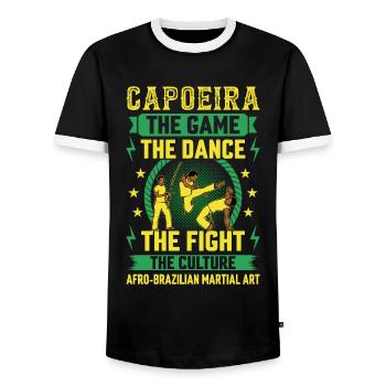 Capoeira the game the dance the fight - Men's Ringer Shirt - black/white - Front - AI Model Female 172 light (172cm) & AI Model Male 178 light (178cm)