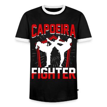 Capoeira-Kämpfer - Männer Kontrast-T-Shirt - Schwarz/Weiß - Vorne - AI Model Female 172 light (172cm) & AI Model Male 178 light (178cm)