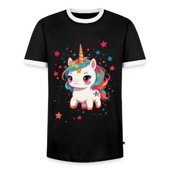 Unicorn Lover Design Funny Unicorns - Men's Ringer Shirt - black/white - Front - AI Model Female 172 light (172cm) & AI Model Male 178 light (178cm)