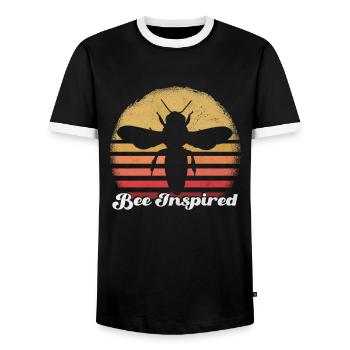 Message positif inspiré par les abeilles, Art des abeilles - T-shirt contrasté Homme - noir/blanc - Devant - AI Model Female 172 light (172cm) & AI Model Male 178 light (178cm)