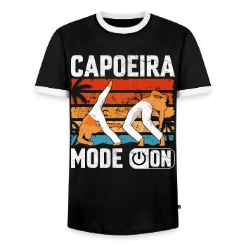Mode Capoeira activé - T-shirt contrasté Homme - noir/blanc - Devant - AI Model Female 172 light (172cm) & AI Model Male 178 light (178cm)