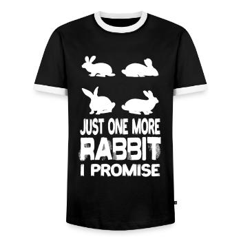 Just One More Rabbit I Promise Rabbit Rabbit Breeding - Men's Ringer Shirt - black/white - Front - AI Model Female 172 light (172cm) & AI Model Male 178 light (178cm)