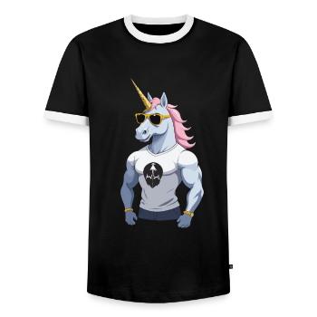 Papa Einhorn Lustiges Vatertag Design - Männer Kontrast-T-Shirt - Schwarz/Weiß - Vorne - AI Model Female 172 light (172cm) & AI Model Male 178 light (178cm)