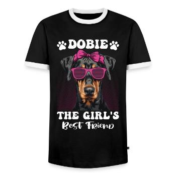 DOBIE LE MEILLEUR AMI DE LA FILLE Propriétaire de doberman - T-shirt contrasté Homme - noir/blanc - Devant - AI Model Female 172 light (172cm) & AI Model Male 178 light (178cm)