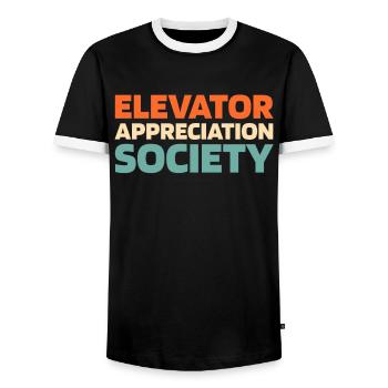 Elevator Elevator - Men's Ringer Shirt - black/white - Front - AI Model Female 172 light (172cm) & AI Model Male 178 light (178cm)