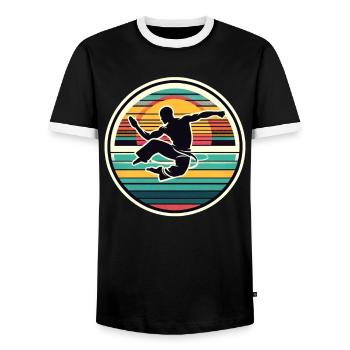 Capoeira - Men's Ringer Shirt - black/white - Front - AI Model Female 172 light (172cm) & AI Model Male 178 light (178cm)