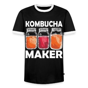 Kombucha Maker Kombucha Tee liebhaber - Männer Kontrast-T-Shirt - Schwarz/Weiß - Vorne - AI Model Female 172 light (172cm) & AI Model Male 178 light (178cm)