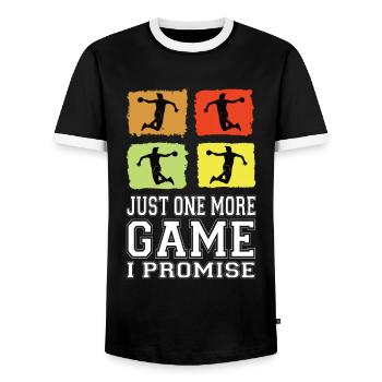 Just One More Game I Promise Handball Handballer - Men's Ringer Shirt - black/white - Front - AI Model Female 172 light (172cm) & AI Model Male 178 light (178cm)